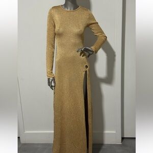 Elegant Gold Long Sleeve Dress